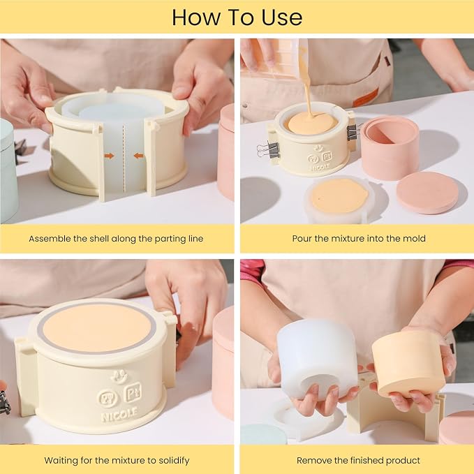 BOOWAN Nicole Simple Style Candle Vessels Silicone Mold, Candle Jar Mould - Image 6