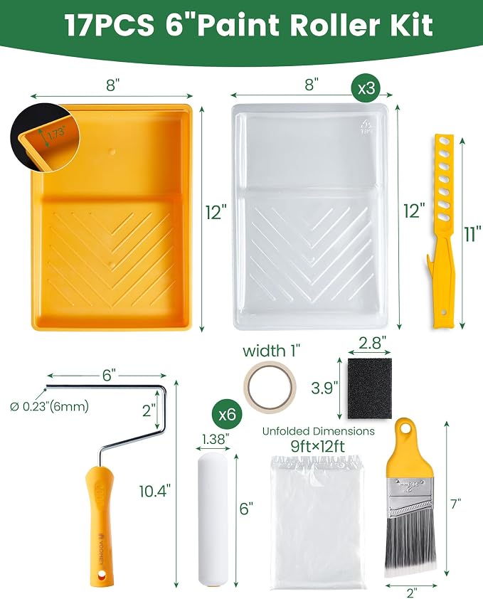 Voomey 17 Pcs 6 Inch Foam Paint Roller Kit - Image 6