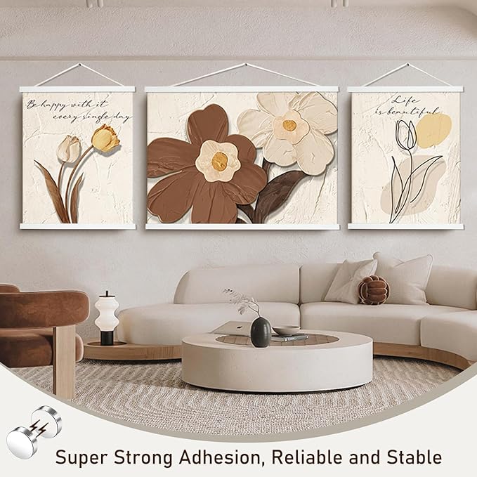 Artmag Magnetic Poster Hanger Frame, 23x35 23x34 23x23 Light Wood Wooden Magnet - Image 6