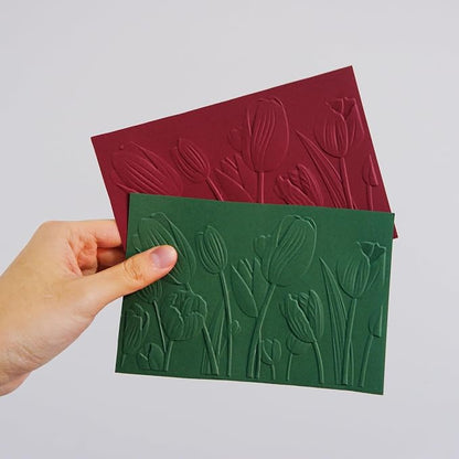 NZJ 3D Texured Spring Happy Mother's Day Flower Tulip Plastic Embossing Folders - Image 2