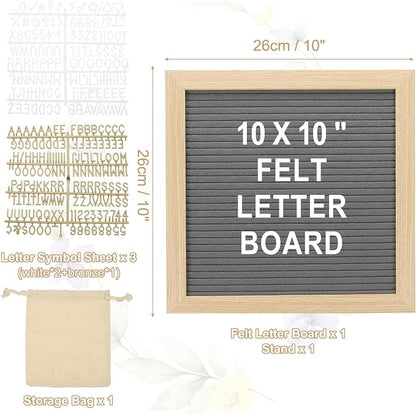 PATIKIL Felt Letter Board, 10x10Inches Gray Wooden Changeable Message Board - Image 2