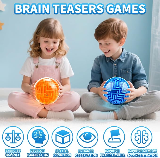 YongnKids 4 Pack 3D Puzzle Maze Ball Toys| Brain Teaser Puzzles Maze Game - Image 5