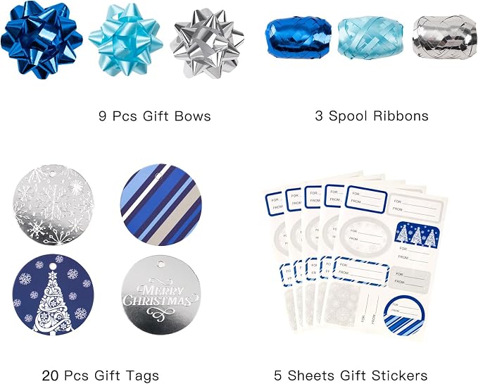 WRAPAHOLIC Blue Christmas Wrapping Paper Set - Image 6