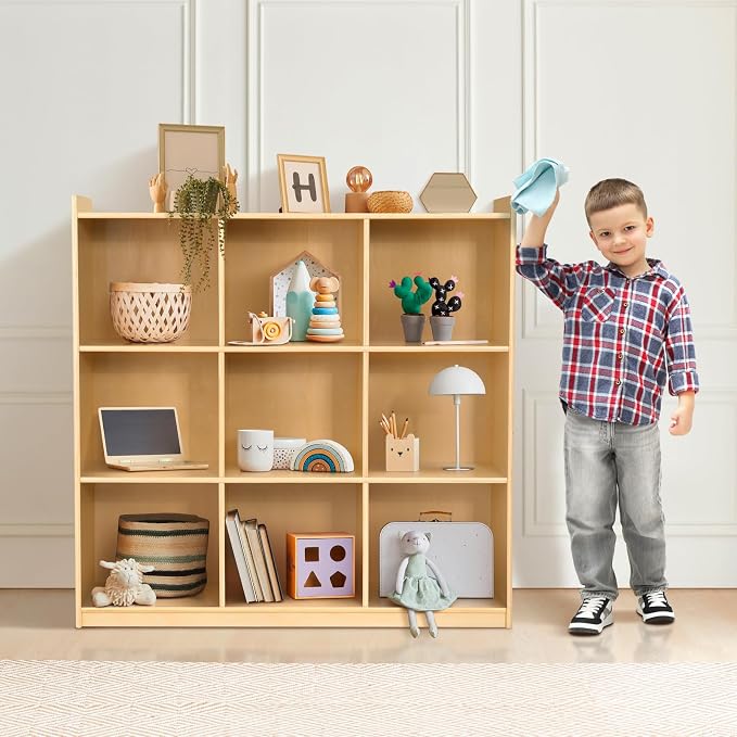 OOOK 9-Cube Storage Organizer, Wooden Storage Cabinet Display Shelf, Kids - Image 7