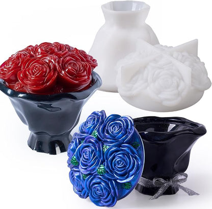 Epoxy Resin Storage Box Silicone Molds A Bouquet of Roses Jar by Unknown