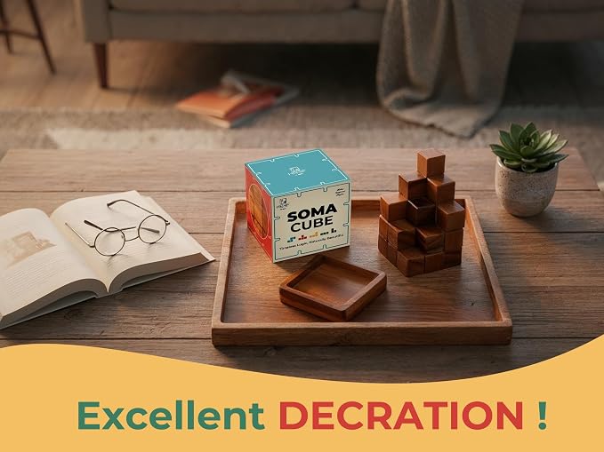 BSIRI Soma Puzzle Cube Wooden Toy Brain Teaser Desk Board Games Adults Master - Image 5