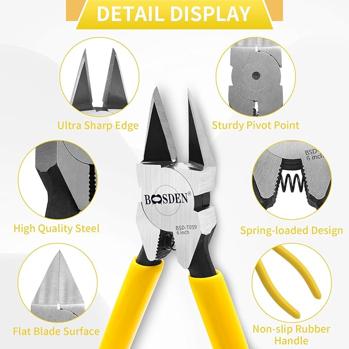 BOOSDEN Small Wire Cutters 2 Pack, 6 inch Wire Cutting Pliers, Dikes Spring - Image 3