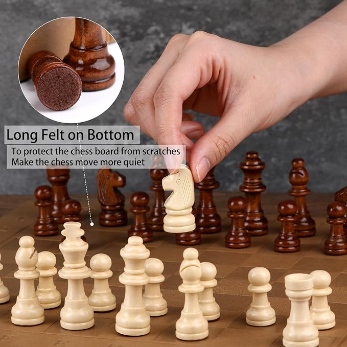 Chess Set Board for Kids & Adults, Portable Folding Leather Chess Boards - Image 5