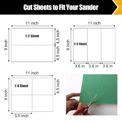 60 Grit Aluminum Oxide Sandpaper, 9x11 Inch Sheets, 12 Pack, Compatible - Image 5