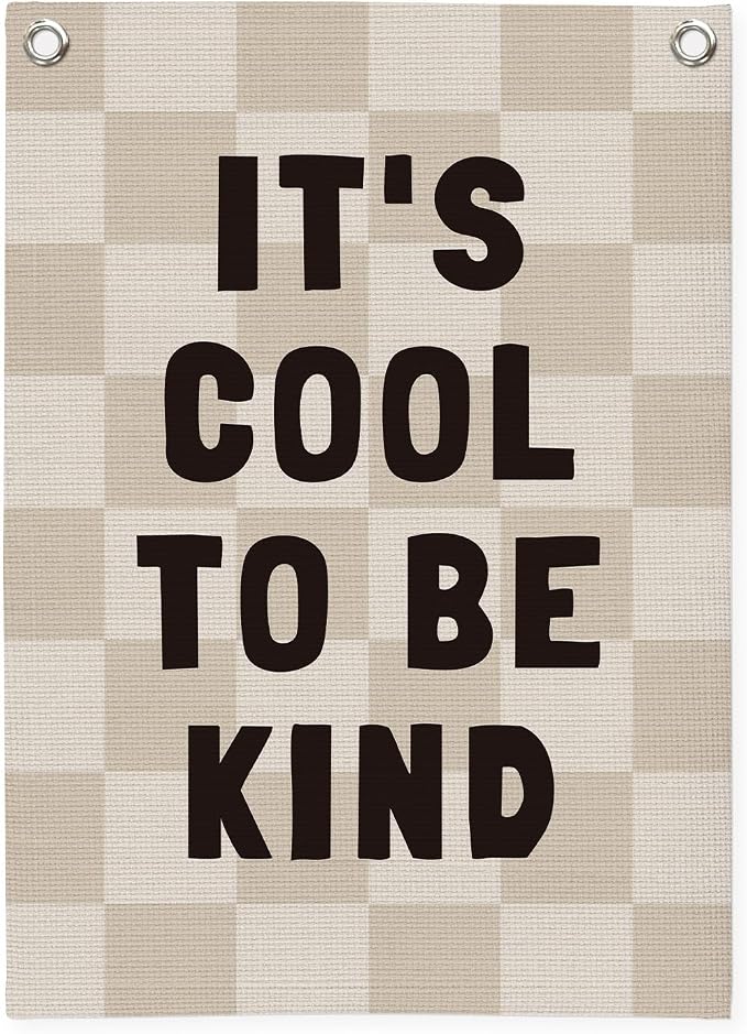 Kids Room Decor Linen Canvas Banner, It's Cool to Be Kind, Baby Nursery Decor by Unknown
