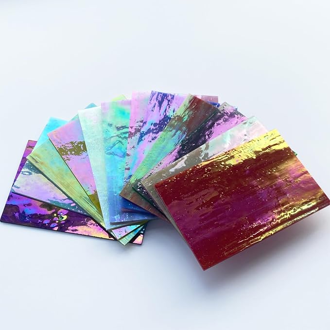 ILLUCKAI12 Sheets Iridescent Stained Glass Sheet, 4 x 6 inch Rainbow Iridized - Image 4