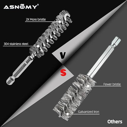 ASNOMY 6Pcs Wire Bore Brush for Drill, 1/2” 3/4” 1” Stainless Steel Copper Pipe - Image 4