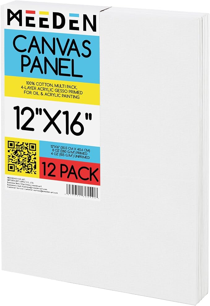MEEDEN 12-Pack 100% Cotton Canvas Boards by MEEDEN