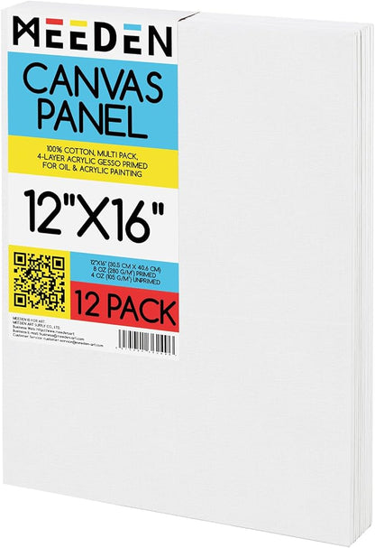 MEEDEN 12-Pack 100% Cotton Canvas Boards by MEEDEN
