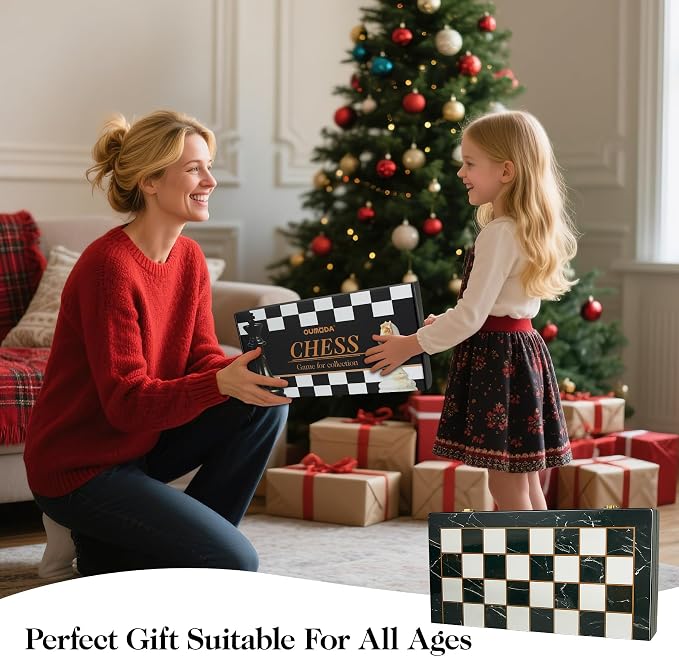 15" Large Chess Set for Adults- Weighted Acrylic Pieces Including Extra 2 Queens - Image 8