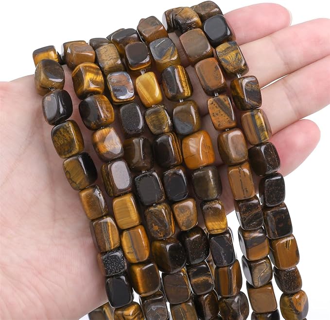 Natural Yellow Tiger Eye Cuboid Stone Loose Semi Gemstone Beads - Image 3