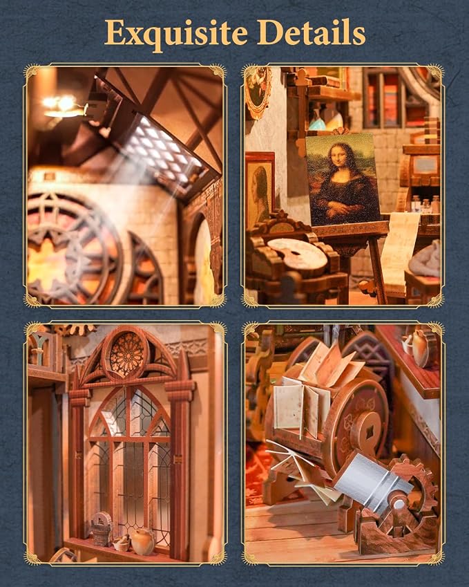 Tonecheer DIY Book Nook Kit for Adults, 3D Puzzle Wooden Miniature House Kit - Image 3