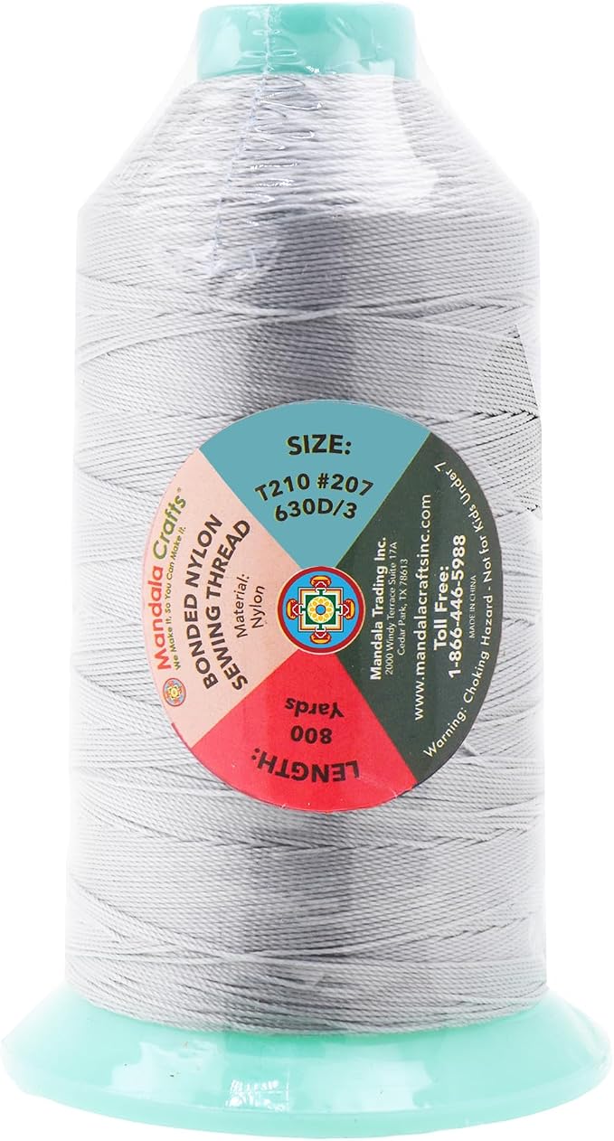 Mandala Crafts Bonded Nylon Thread Silver Heavy Duty Sewing Threads - Image 3
