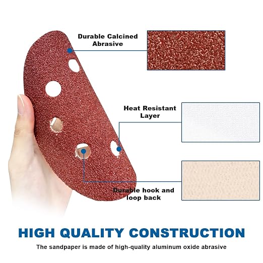 5 Inch 8 Hole Sanding Discs, Round Aluminum Oxide Sand Paper Discs - Image 4