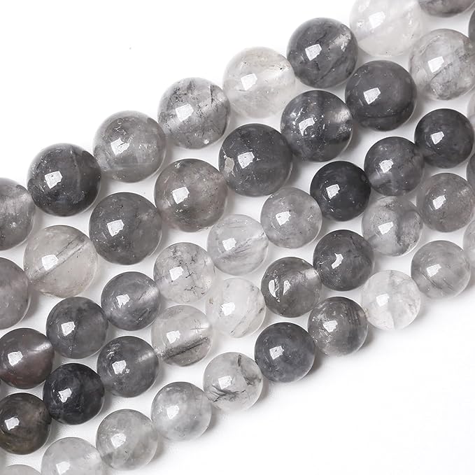 60pcs 6mm Natural Grey Cloud Crystal Stone Beads - Image 2