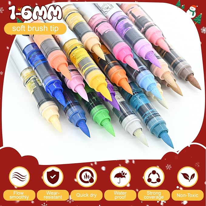 12 Colors Acrylic Paint Markers Set, Water Based Acrylic Paint Pens - Image 2