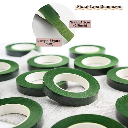 12 Rolls 1/2 Inch 30 Yard Green Floral Tape - Image 4