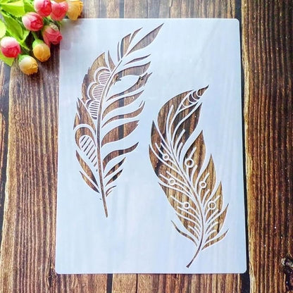 TIAMECH A4 Reusable Two Feathers Stencil - Image 4