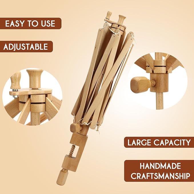 Brainmart Wooden Yarn Swift Umbrella Swift Yarn Winder Knitting Crocheting - Image 3