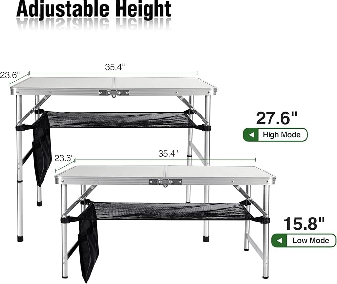 RedSwing Folding Table 3 Feet Adjustable Height, Lightweight and Portable - Image 4
