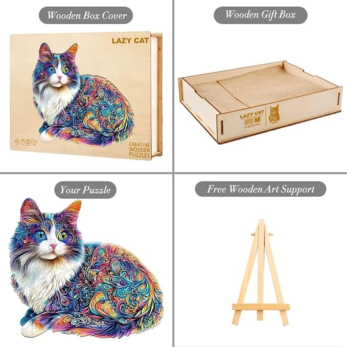 Lazy Cute Cat Adults Gifts Wooden 240 Pieces 13.4 * 12.2in - Image 3