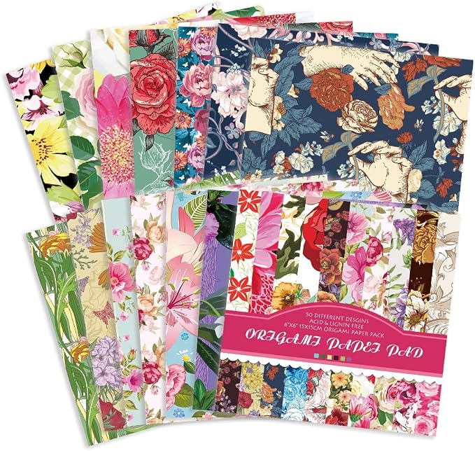 Origami Paper Kit 50 Sheets 70GSM 6 Inch Square Double Sided Color 50 Vivid - Image 3