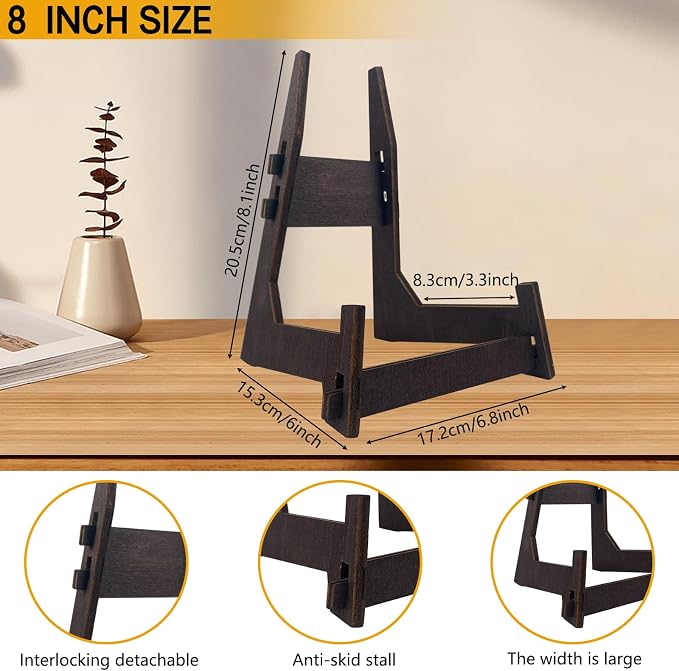 1 Pack 8 Inch Plate Stand, Wooden Display Stand Plate Stands - Image 6