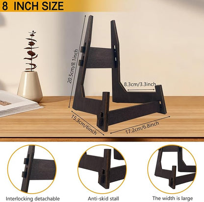 1 Pack 8 Inch Plate Stand, Wooden Display Stand Plate Stands - Image 6