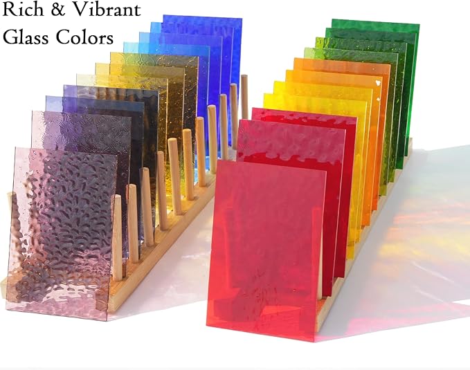 50 Transparent Stained Glass Sheets Bulk, Variety Colors Textured Cathedral Art - Image 5
