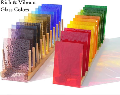 40 Transparent Stained Glass Sheets, 4”x6” Textured Bright Transparency Mosaic - Image 4
