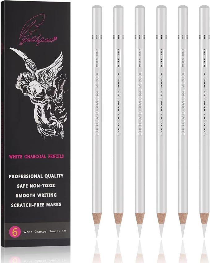 Professional White Charcoal Pencils Set by GETHPEN