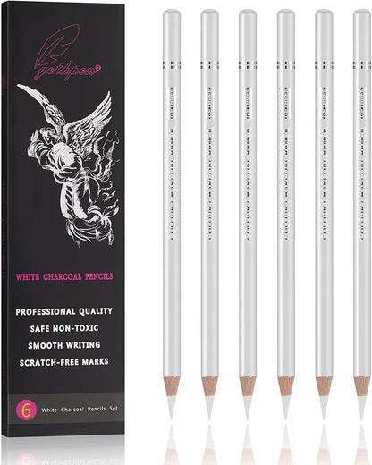 Professional White Charcoal Pencils Set by GETHPEN