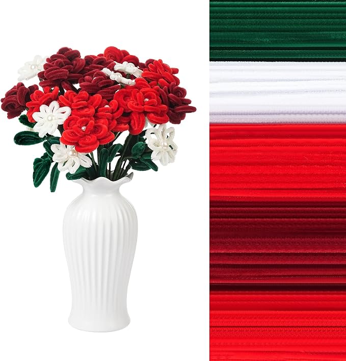 400 Pcs Red Pipe Cleaners for Crafts, 4 Colors Soft Chenille Stems Bulk - Image 4