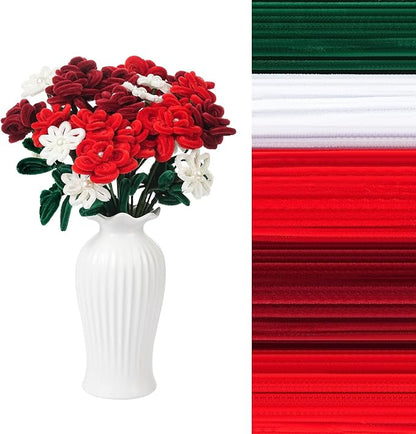 400 Pcs Red Pipe Cleaners for Crafts, 4 Colors Soft Chenille Stems Bulk - Image 4
