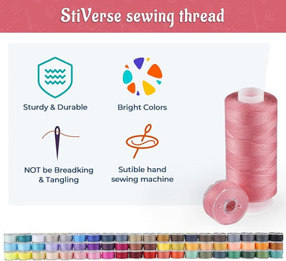 Thread for Sewing, 60 Colors Polyester Sewing Thread Spools, 500 Yard Prewound - Image 3