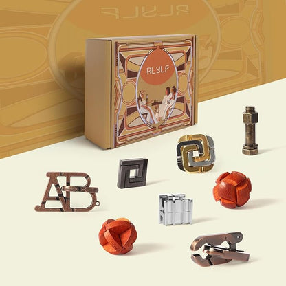 8 Pcs Brain Teaser Puzzles Favor Educational Toys Mind Puzzles Ancient Wooden - Image 2