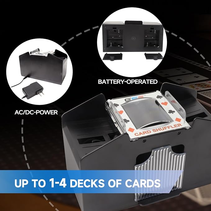 GSE Games & Sports Expert 4-Deck Automatic Card Shuffler, AC/DC-Power & - Image 4