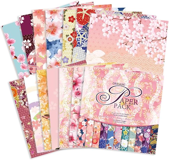 Origami Paper Kit 50 Sheets 70GSM 6 Inch Square Double Sided Color 50 Vivid - Image 3