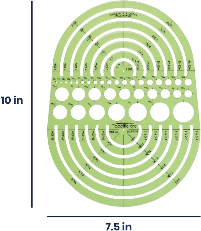 Pacific Arc Circles Radius Master Template Guide, from 1/2 Inch to 3 3/4 Inch - Image 2