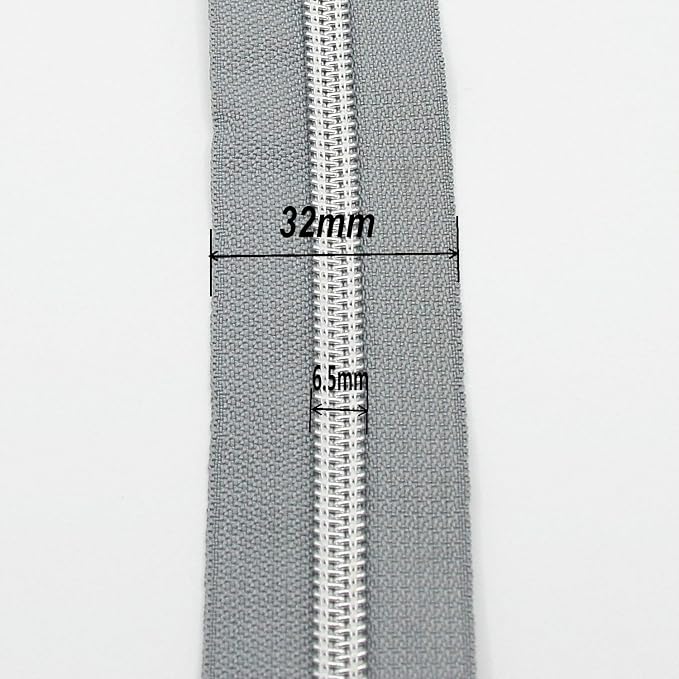 Leekayer #5 Metallic Silver Nylon Coil Zippers by The Yard Bulk 10 Yards Grey - Image 2