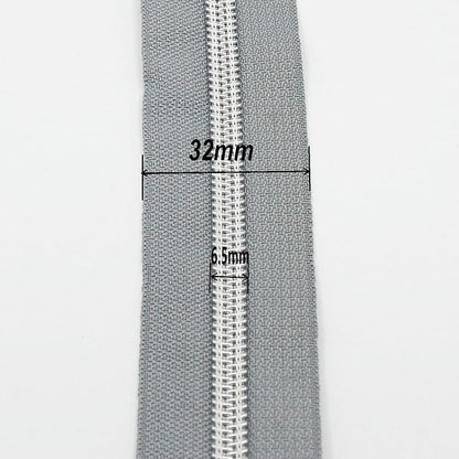Leekayer #5 Metallic Silver Nylon Coil Zippers by The Yard Bulk 10 Yards Grey - Image 2