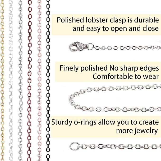 Jishi 60ft Jewelry Necklace Chains 2mm Jewelry Chain Links - Image 3