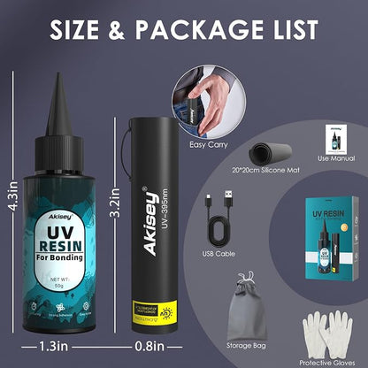 UV Resin Kit with Light, 50g UV Resin with Rechargeable 395NM UV Flashlight - Image 5