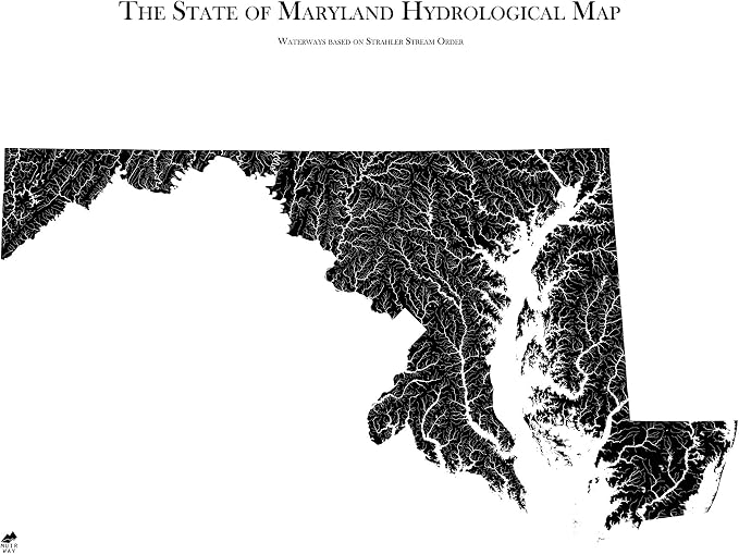 Muir Way Hydrological River Map of Maryland by MuirWay