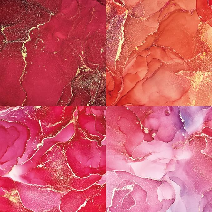 Colored Marble Scrapbook Paper Pad 6x6 – Rose Pink Purple Gold Patterned Paper - Image 3